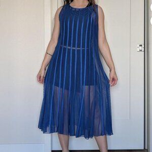 Royal blue sheer striped dress